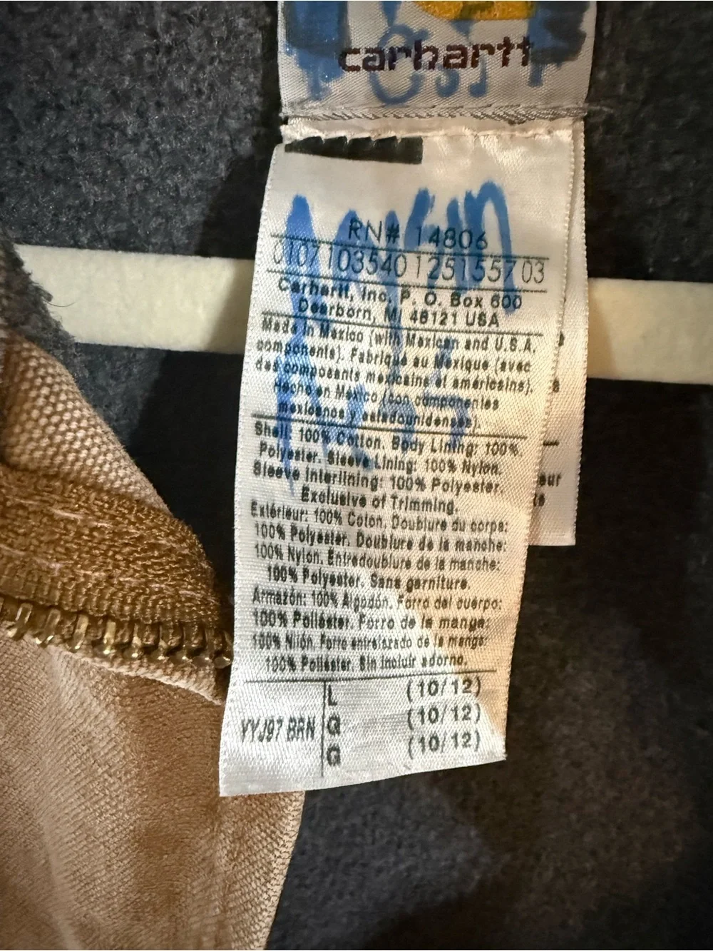 Vintage Carhartt YYJ97 BRN Detroit Jacket Vest Brown Distressed Youth L 10/12